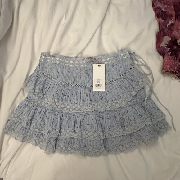 LoveShackFancy Bara Lace-trimmed Tiered Floral Skirt Size XS NTW - Picture 4 of 4